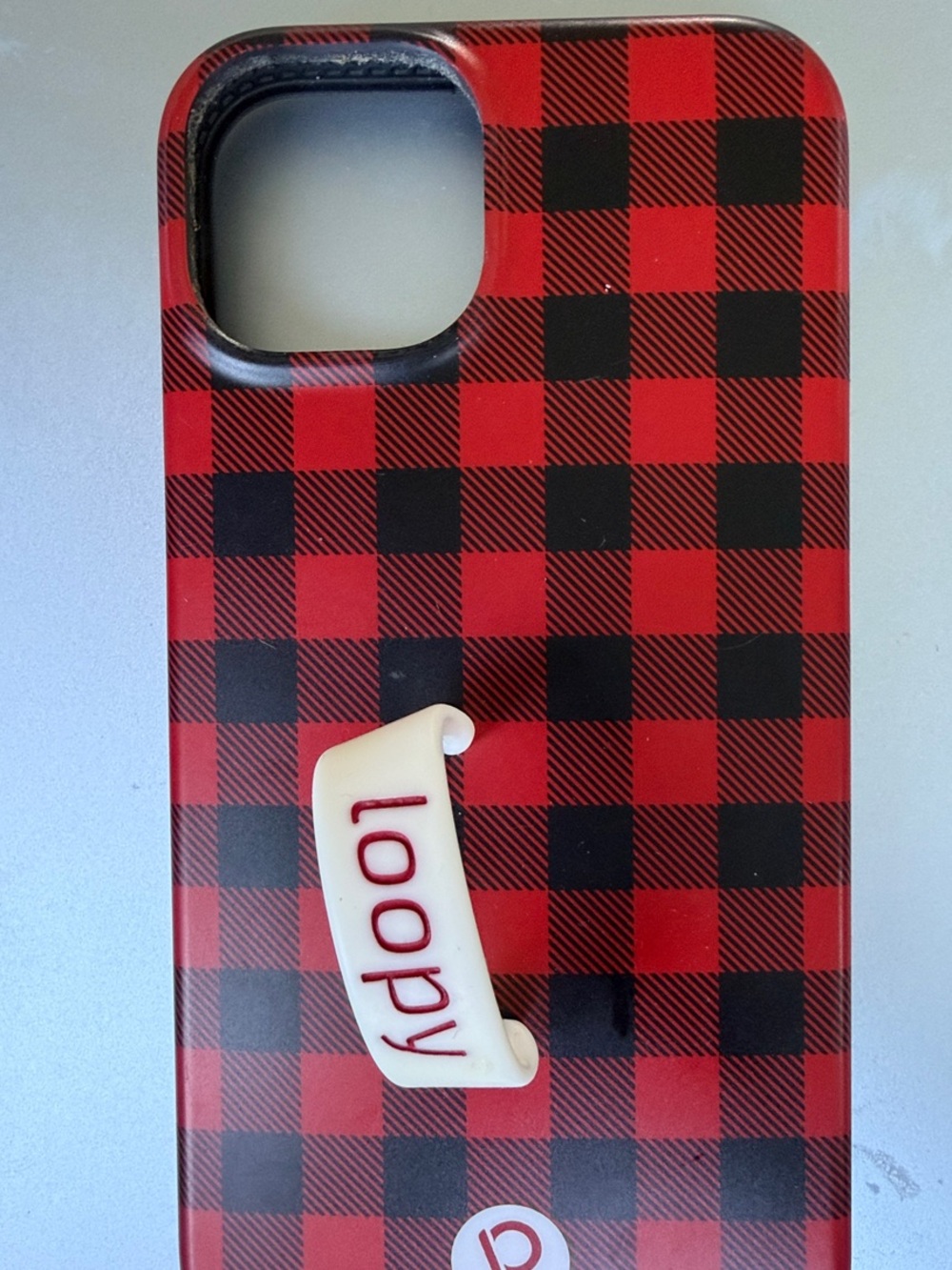 Loopy Case Red and Black Buffalo Plaid Phone Case with White Grip iPhone 13/14